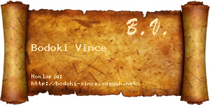 Bodoki Vince névjegykártya